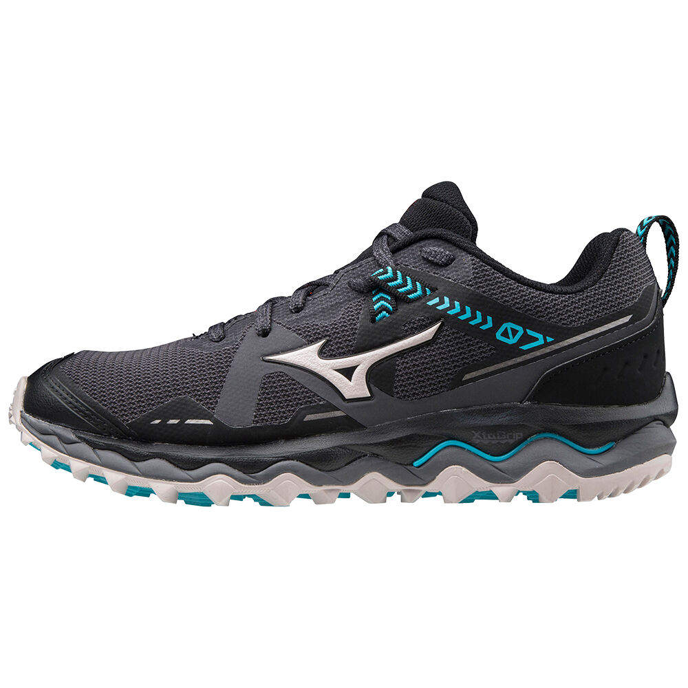 Mizuno Wave Mujin 7 - Bayan Trail Koşu Ayakkabısı - Siyah/Gri/Mavi Türkiye (XSVJHZ-570)